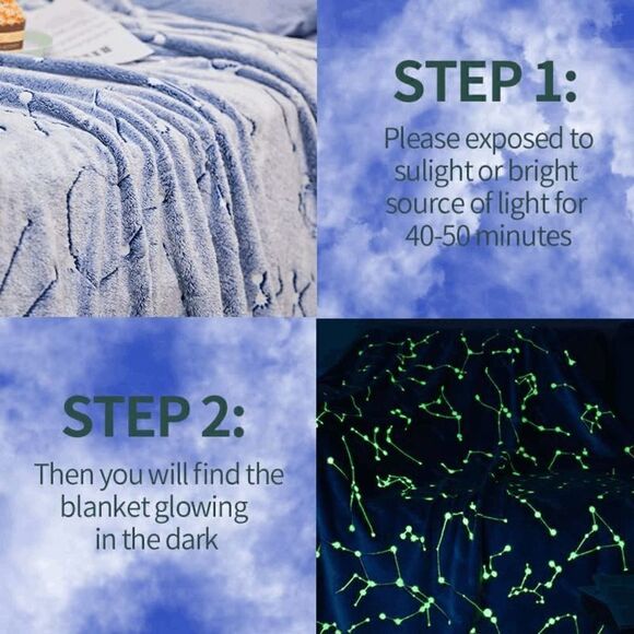 Glow in The Dark Throw Blanket Soft Cozy Flannel Fleece Blanket 50 x 60 Inches - Picture 4 of 9